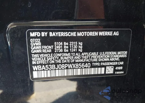 2023 BMW 540 I z USA, uszkodzony, nr VIN WBA53BJ08PWX85640